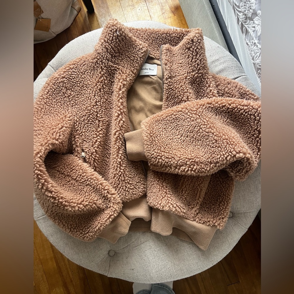 Sunday Best  Cozy Teddy Sherpa Jacket in Camel
